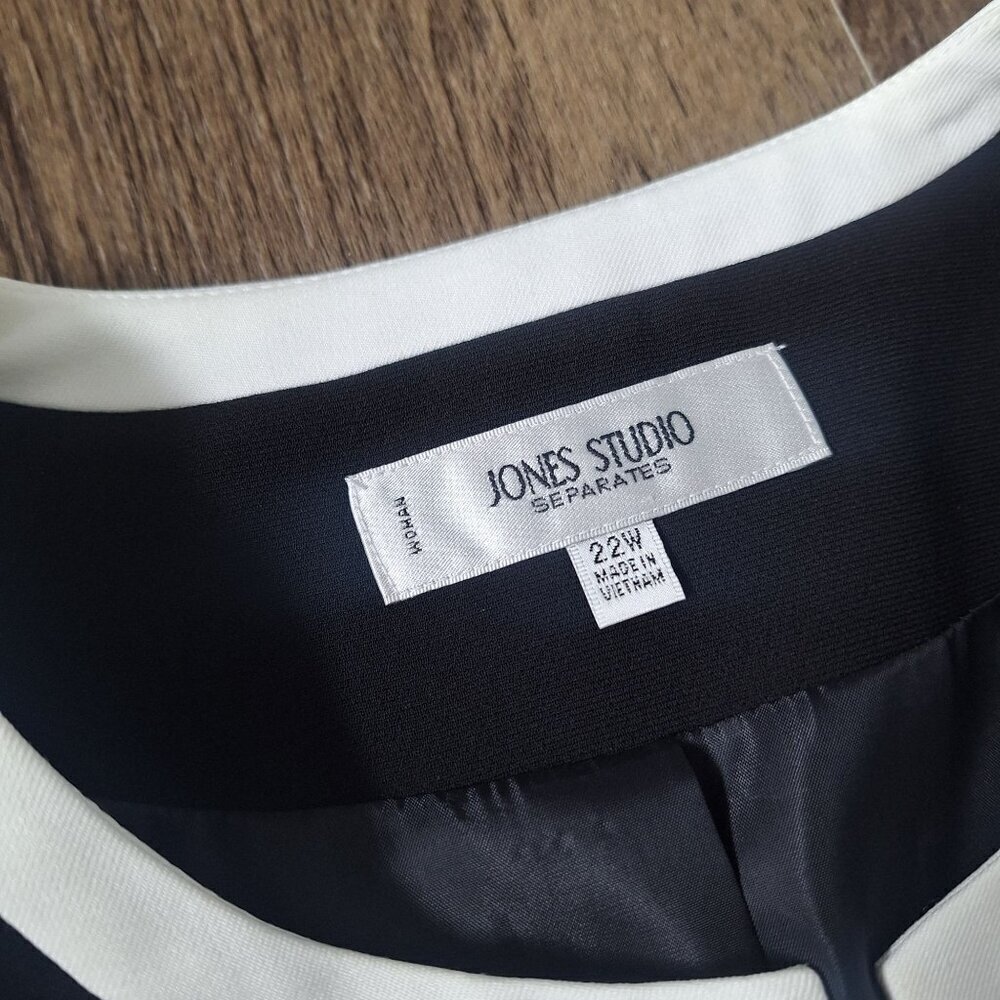 💙 Jones Studio Open Front Minimalist Chic Blazer Shoulder Pads Size 22W - Picture 7 of 9